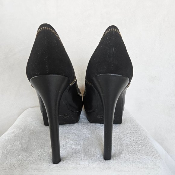 SIZE 8.5 Jessica Simpson Black Platform Zipper Trim Heels Pumps EUC - Picture 6 of 12